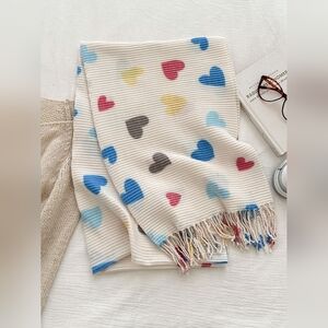 Colorful Heart Patterned Scarf